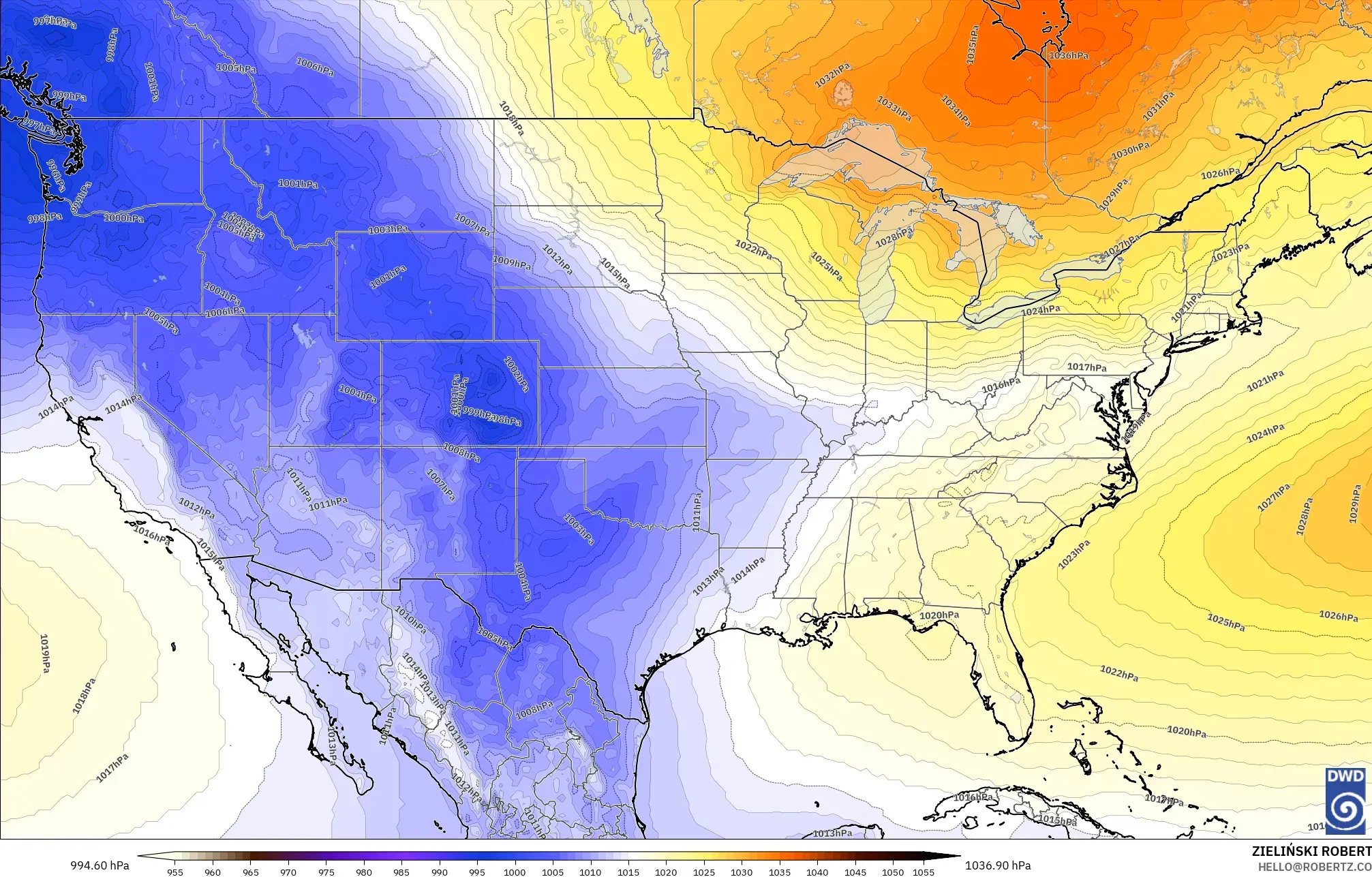 ICON モデル - アメリカ合衆国, 気圧