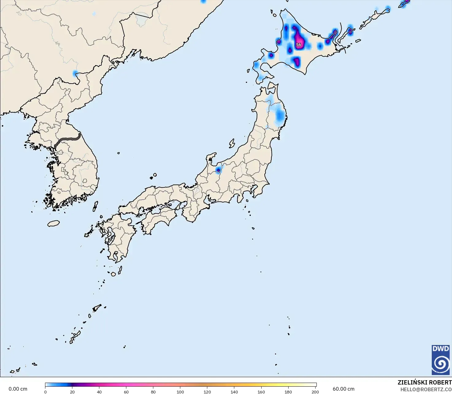 ICON モデル - 日本, 積雪深