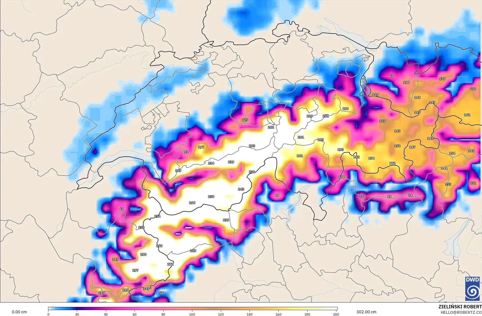 ICON モデル - スイス, 積雪深