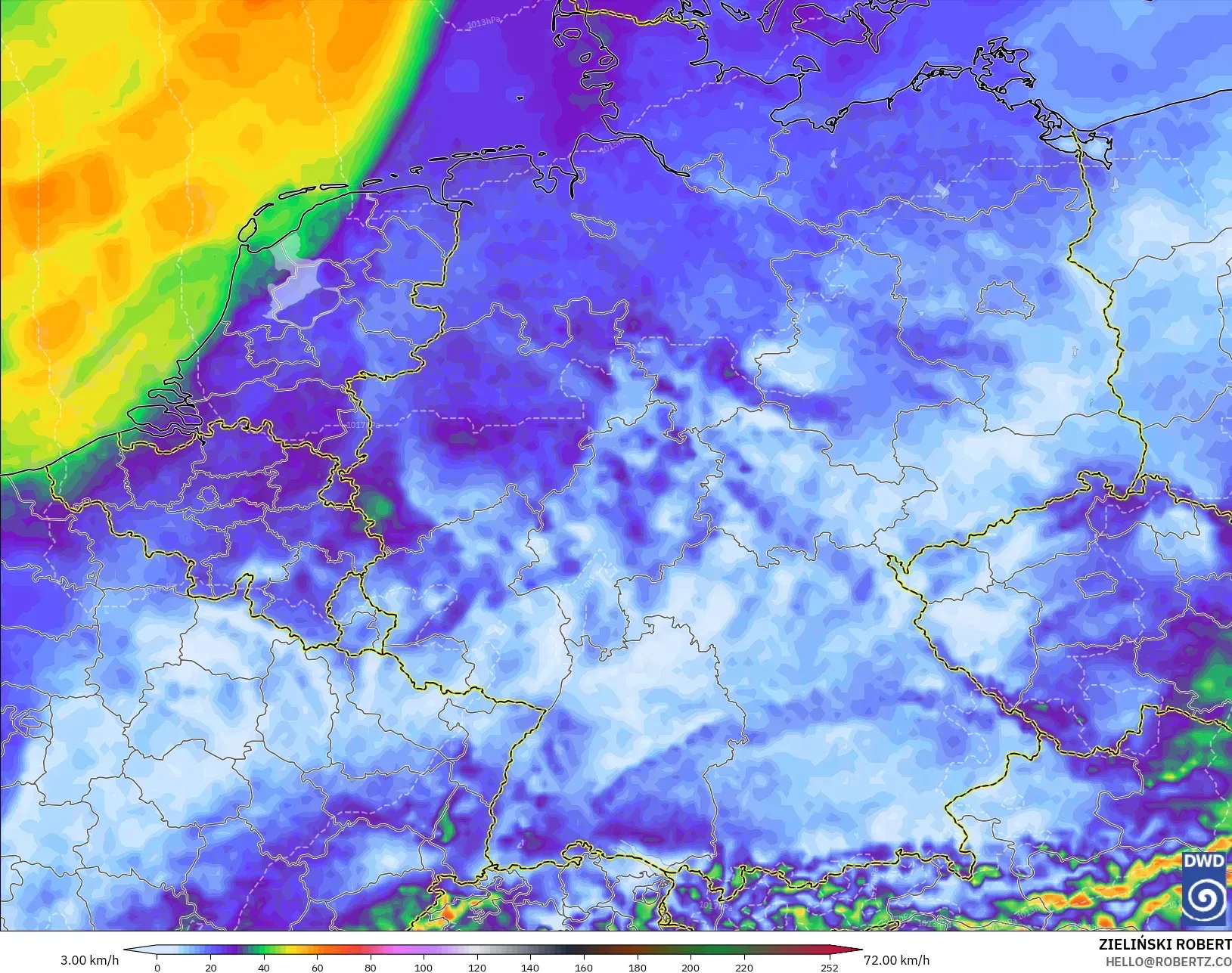 ICON モデル - ドイツ, 突風（最大）