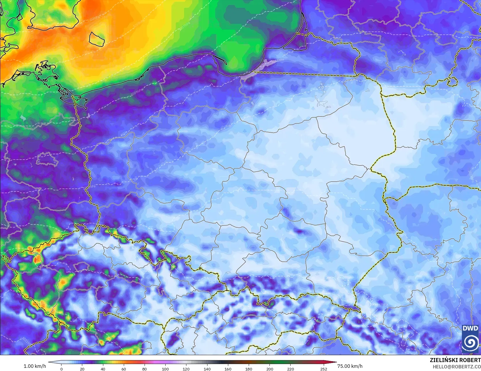 ICON モデル - ポーランド, 突風（最大）