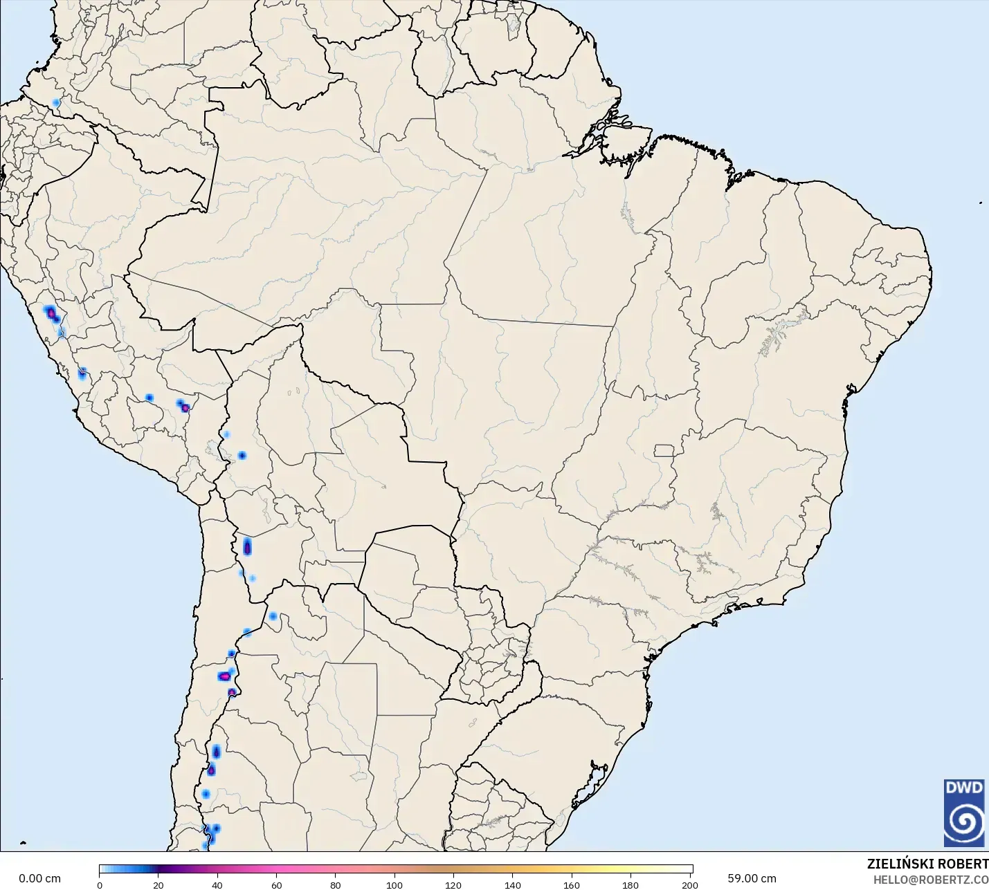 ICON モデル - ブラジル, 積雪深