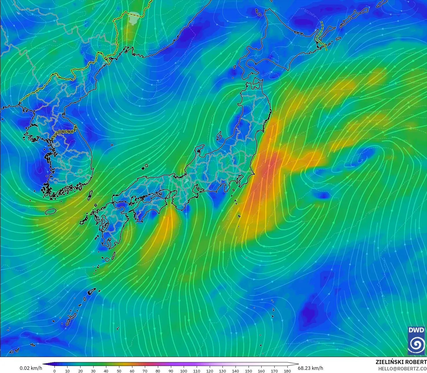 ICON モデル - 日本, 風速（10m）