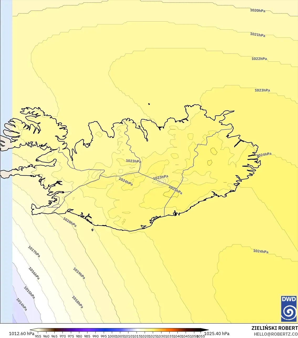ICON モデル - アイスランド, 気圧