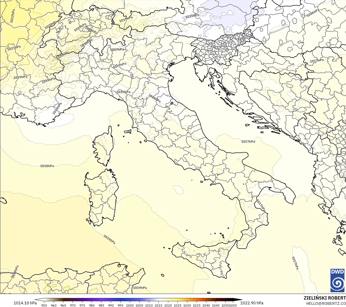 ICON モデル - イタリア, 気圧