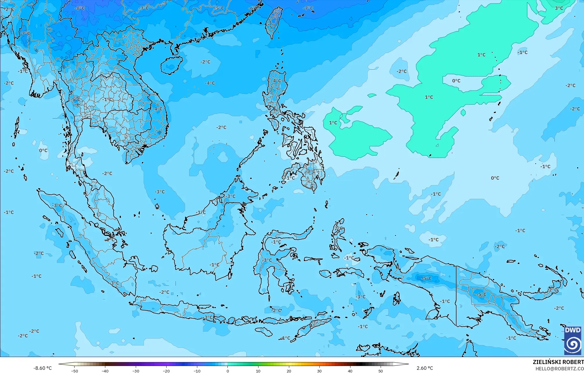 ICON モデル - 東南アジア, 気温（500hPa）