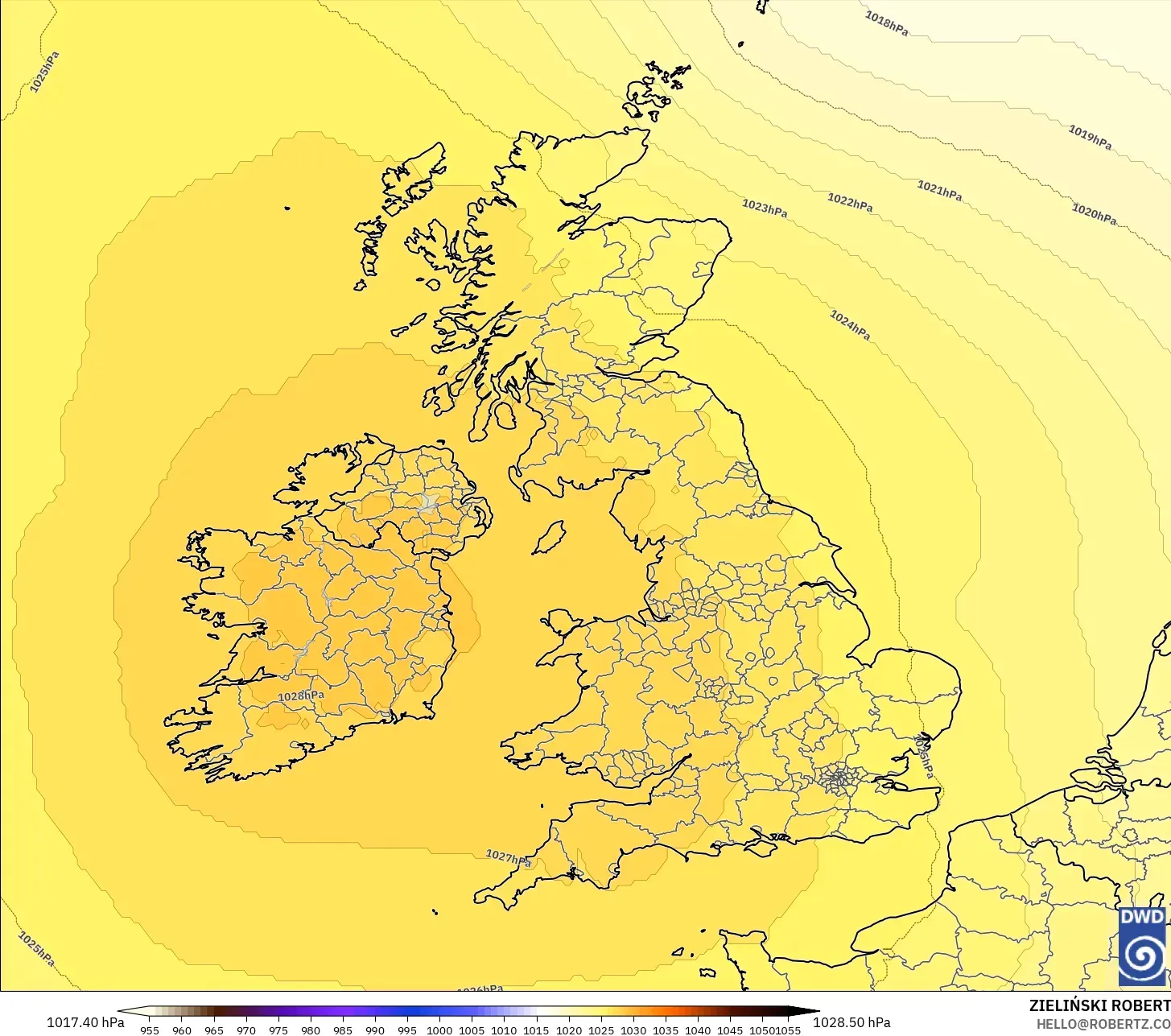 ICON モデル - イギリス, 気圧