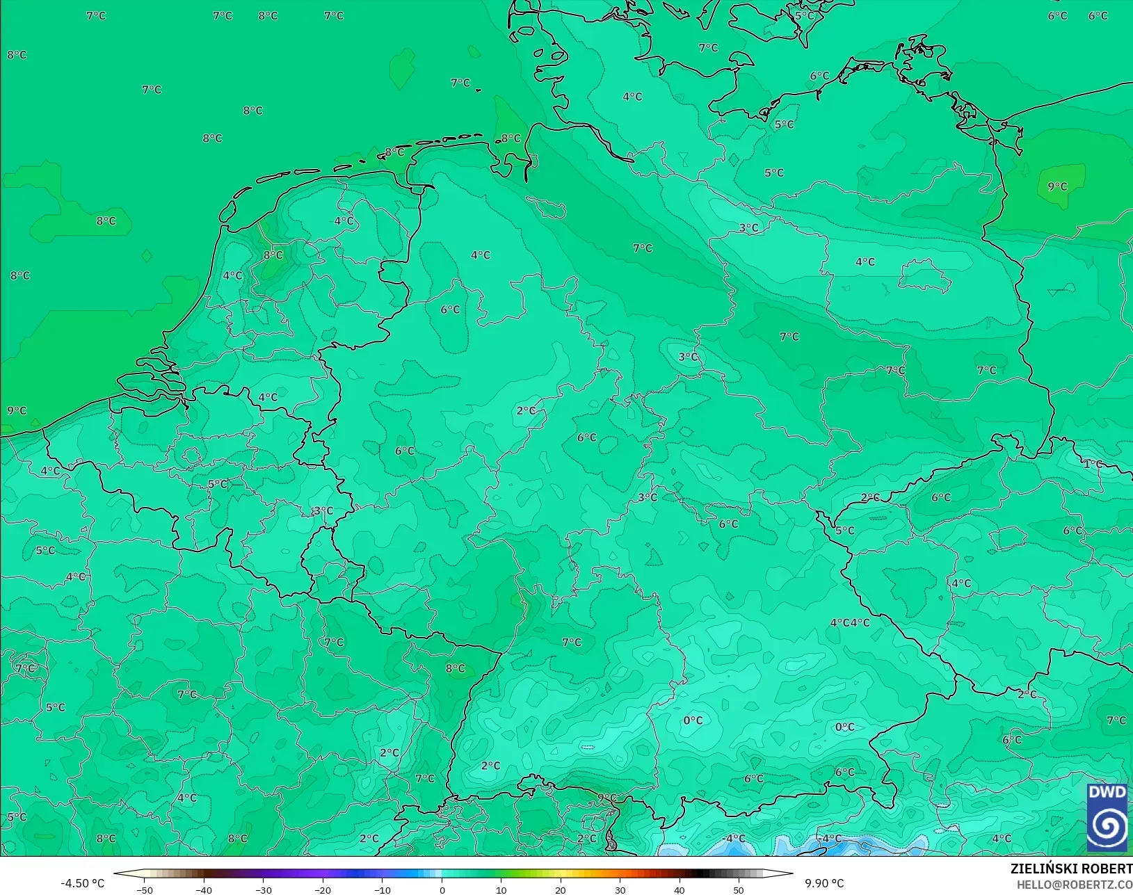 ICON モデル - ドイツ, 気温（2m）