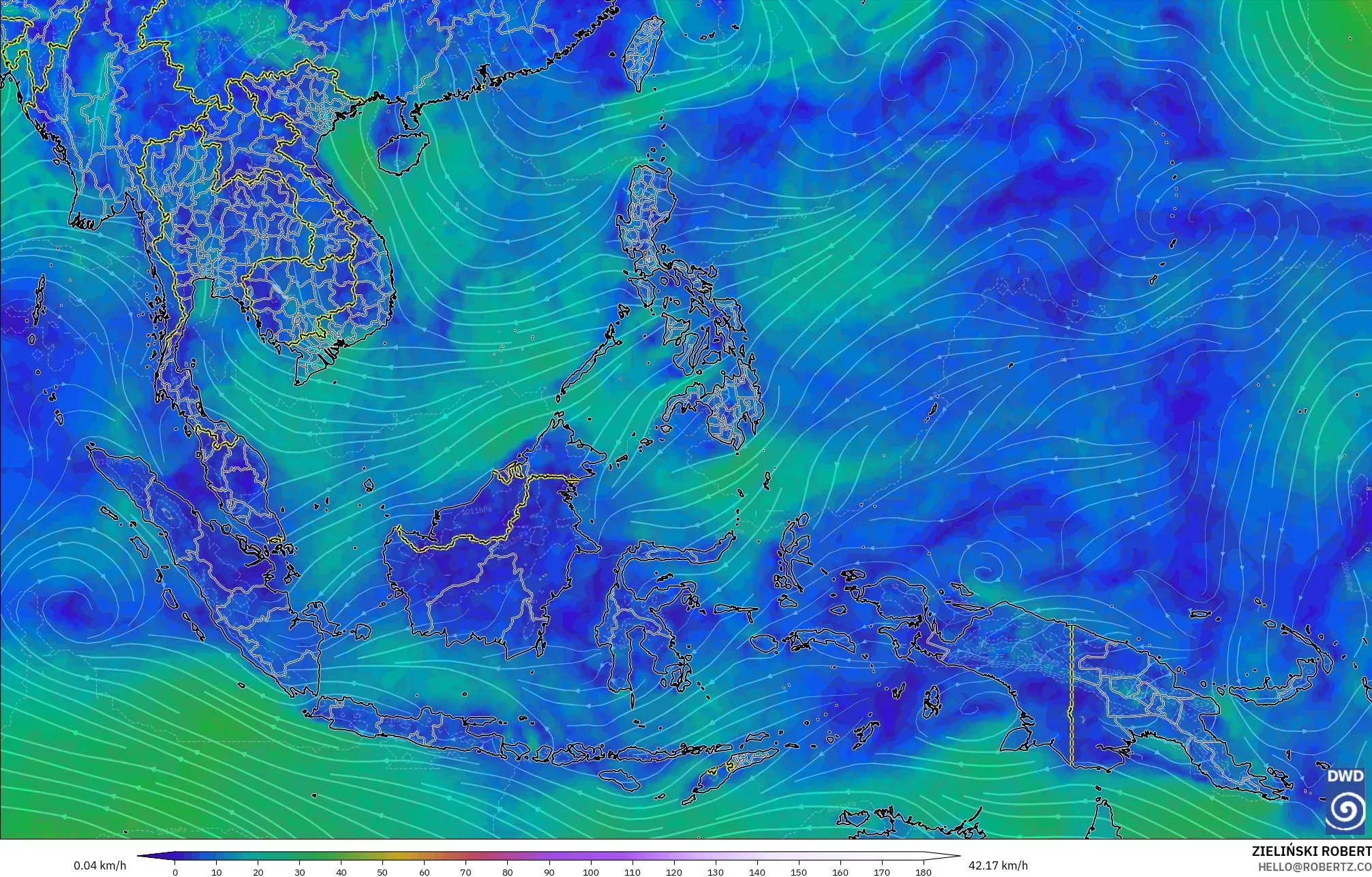 ICON モデル - 東南アジア, 風速（10m）