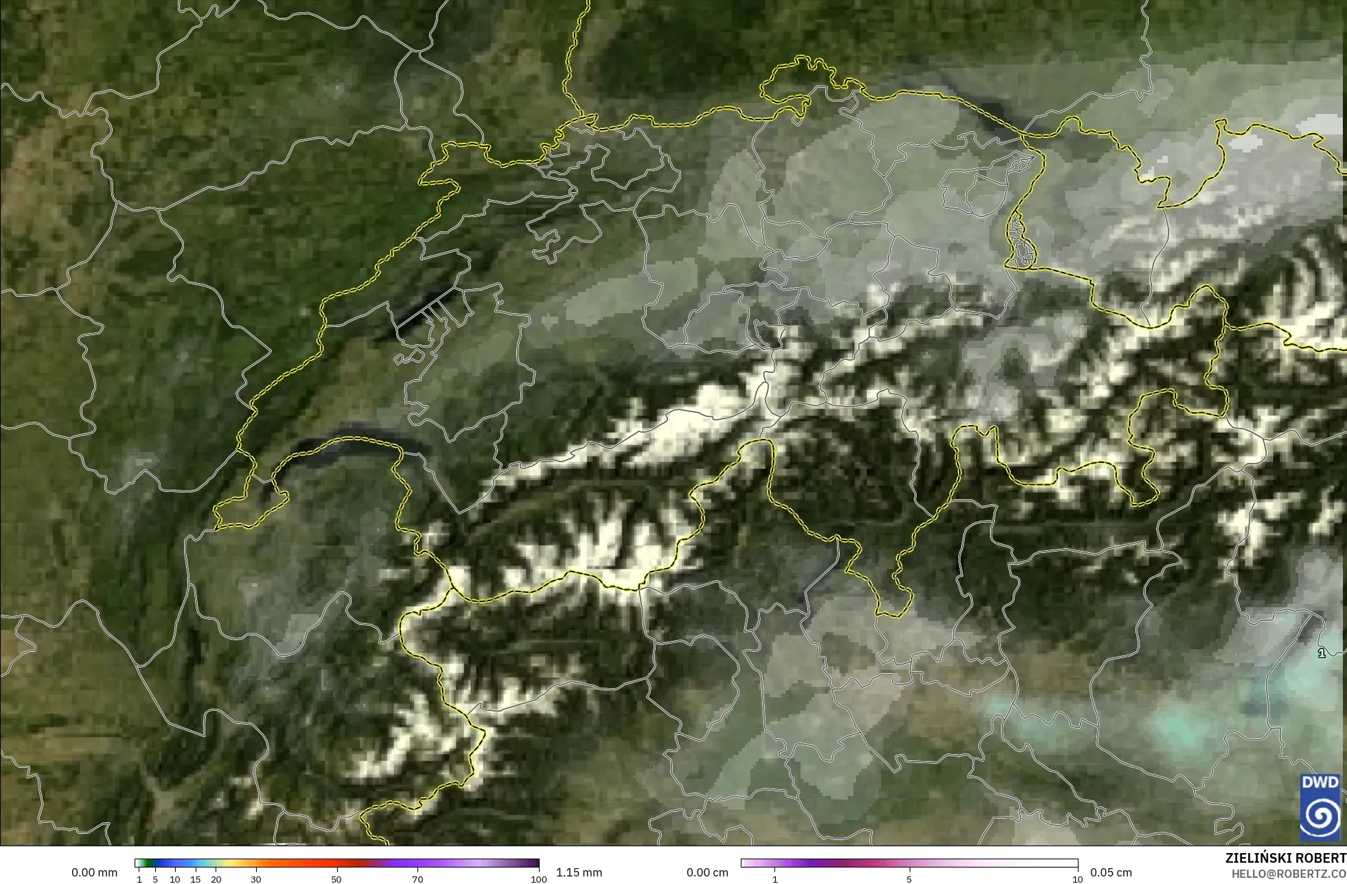 ICON モデル - スイス, 降水量、雲、気圧
