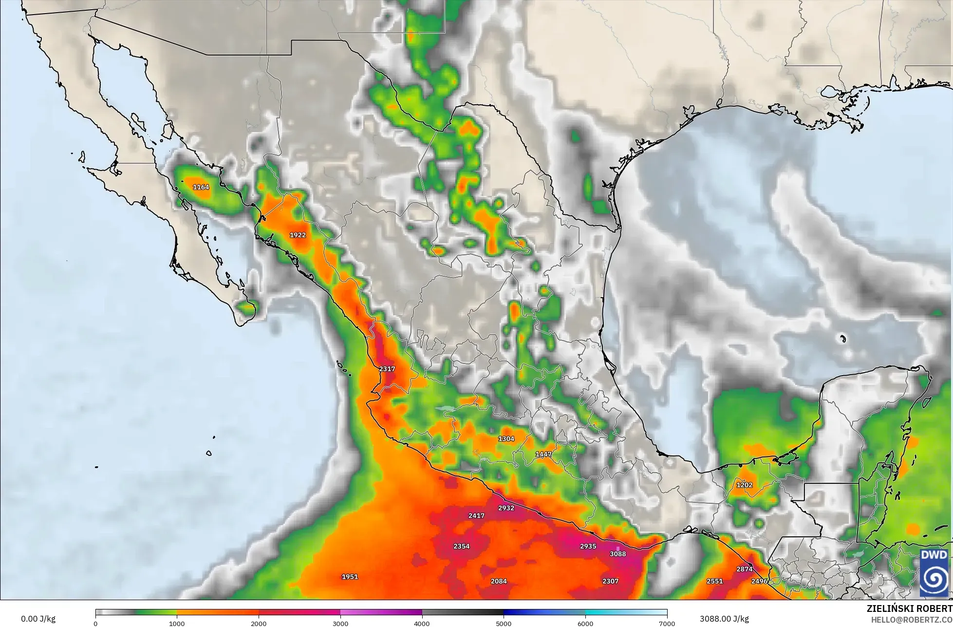 ICON モデル - メキシコ, CAPE