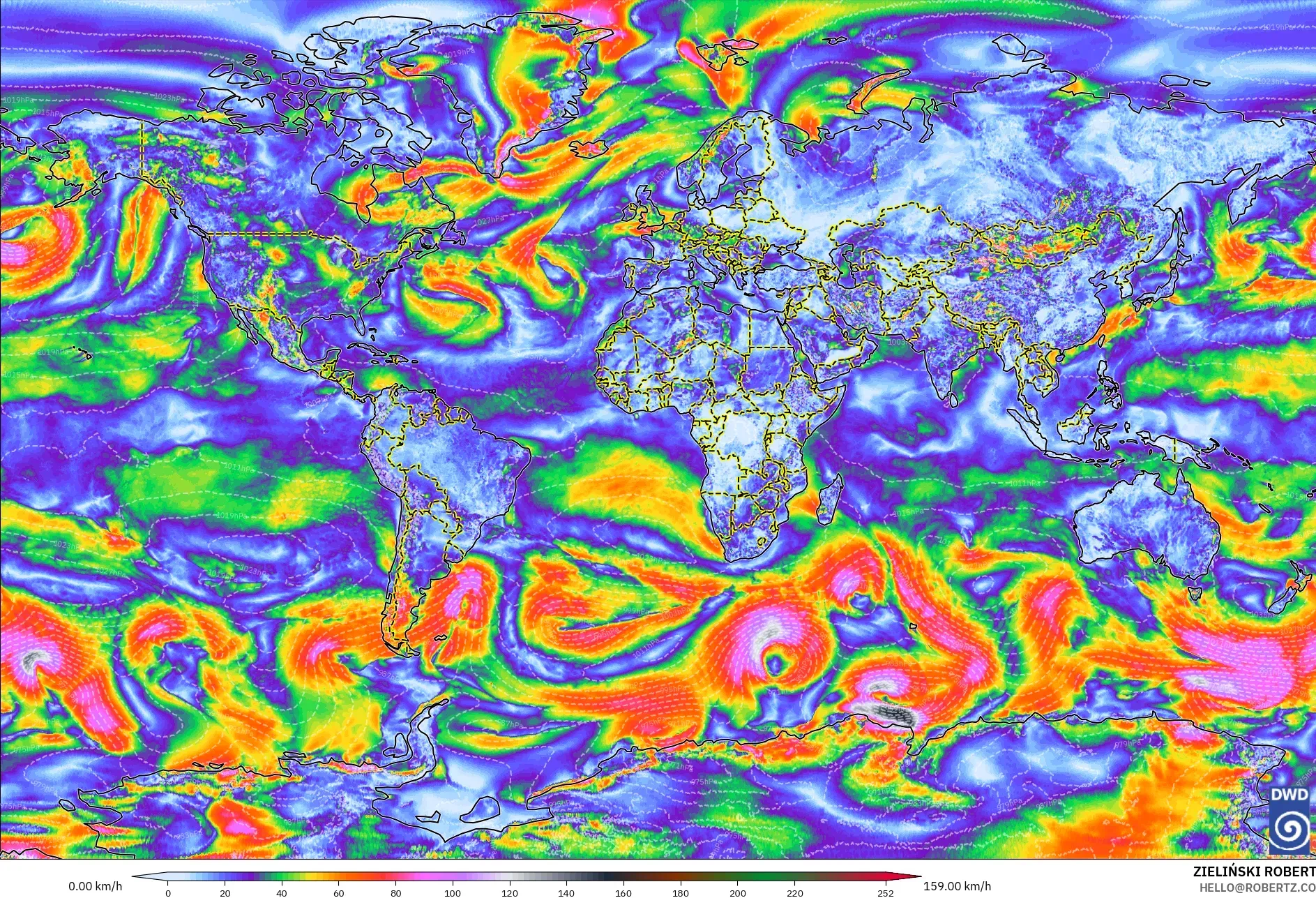 ICON モデル - 世界, 突風（最大）