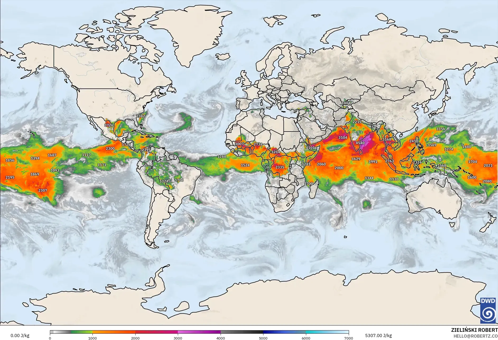 ICON モデル - 世界, CAPE