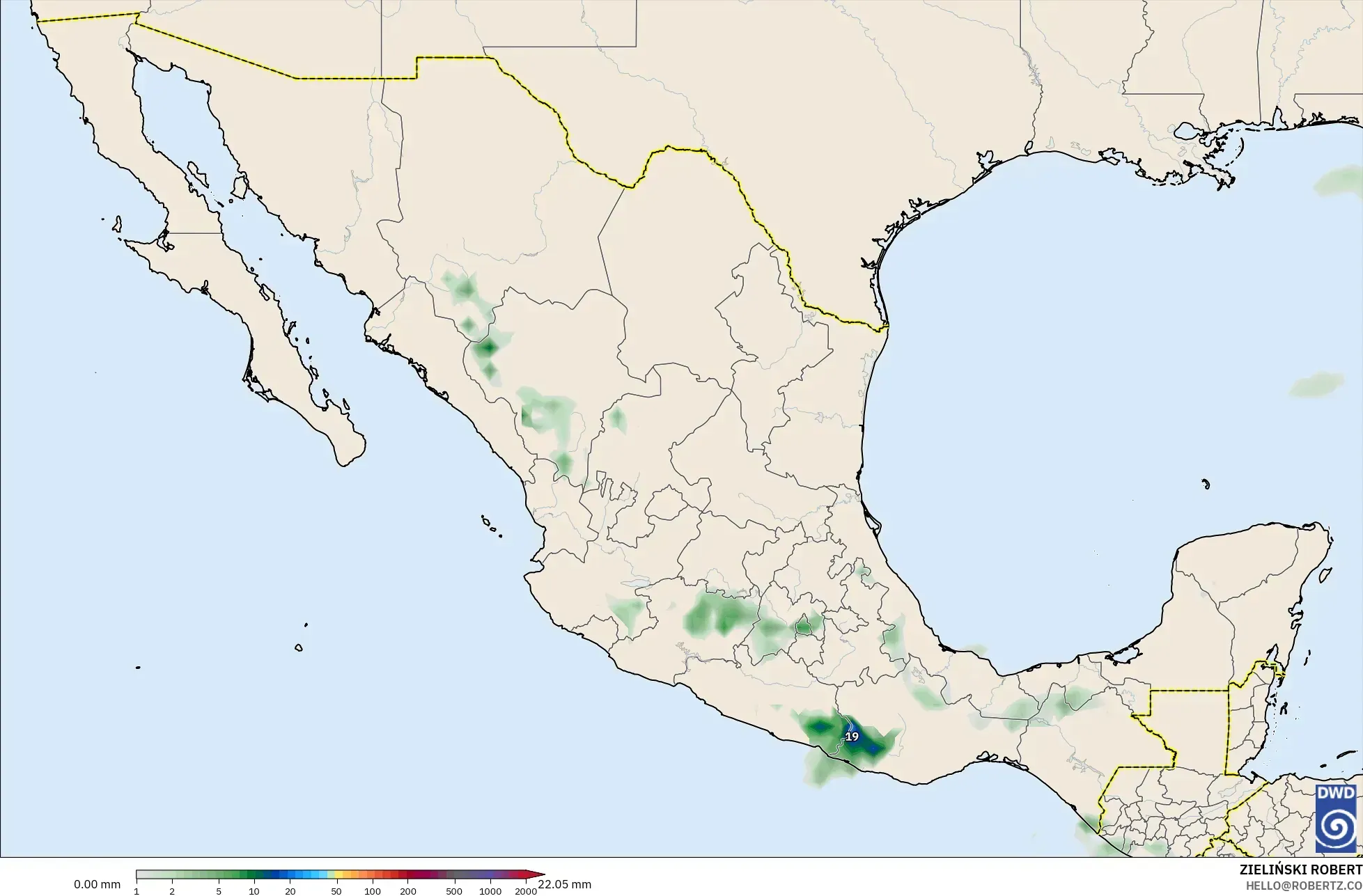 ICON モデル - メキシコ, 降水量の合計