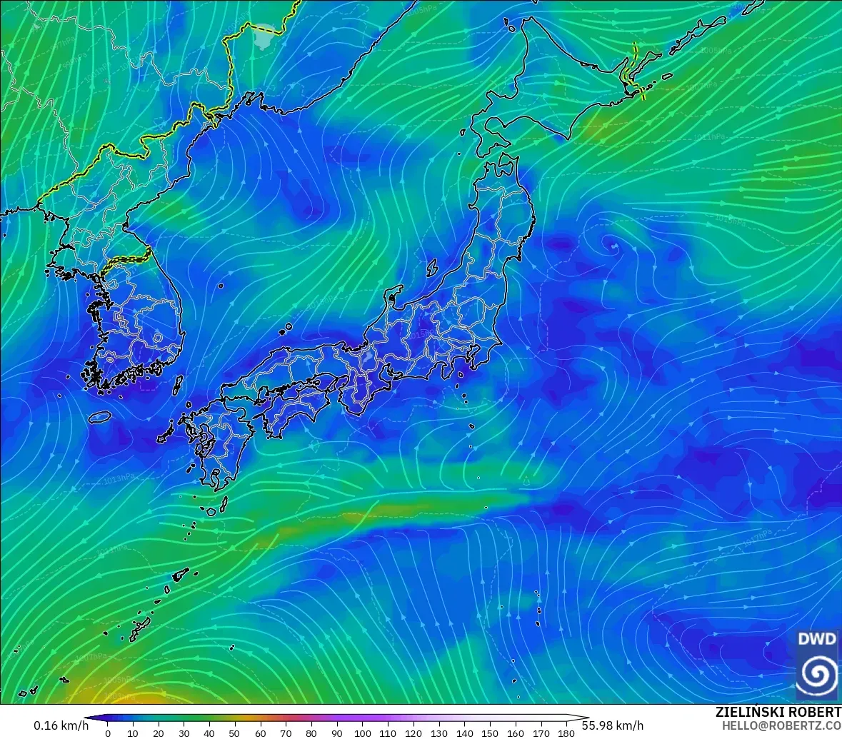 ICON モデル - 日本, 風速（10m）