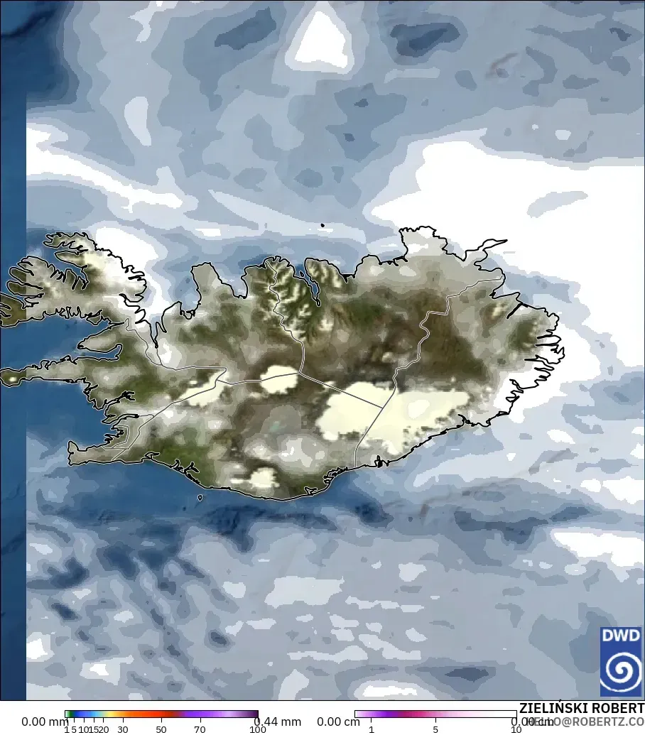 ICON モデル - アイスランド, 降水量、雲、気圧