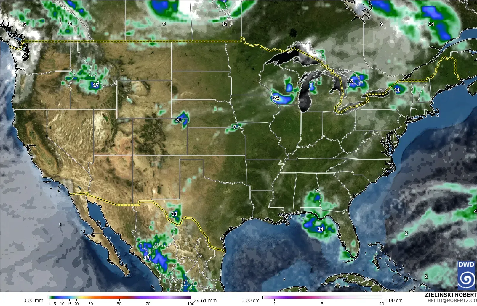 ICON モデル - アメリカ合衆国, 降水量、雲、気圧