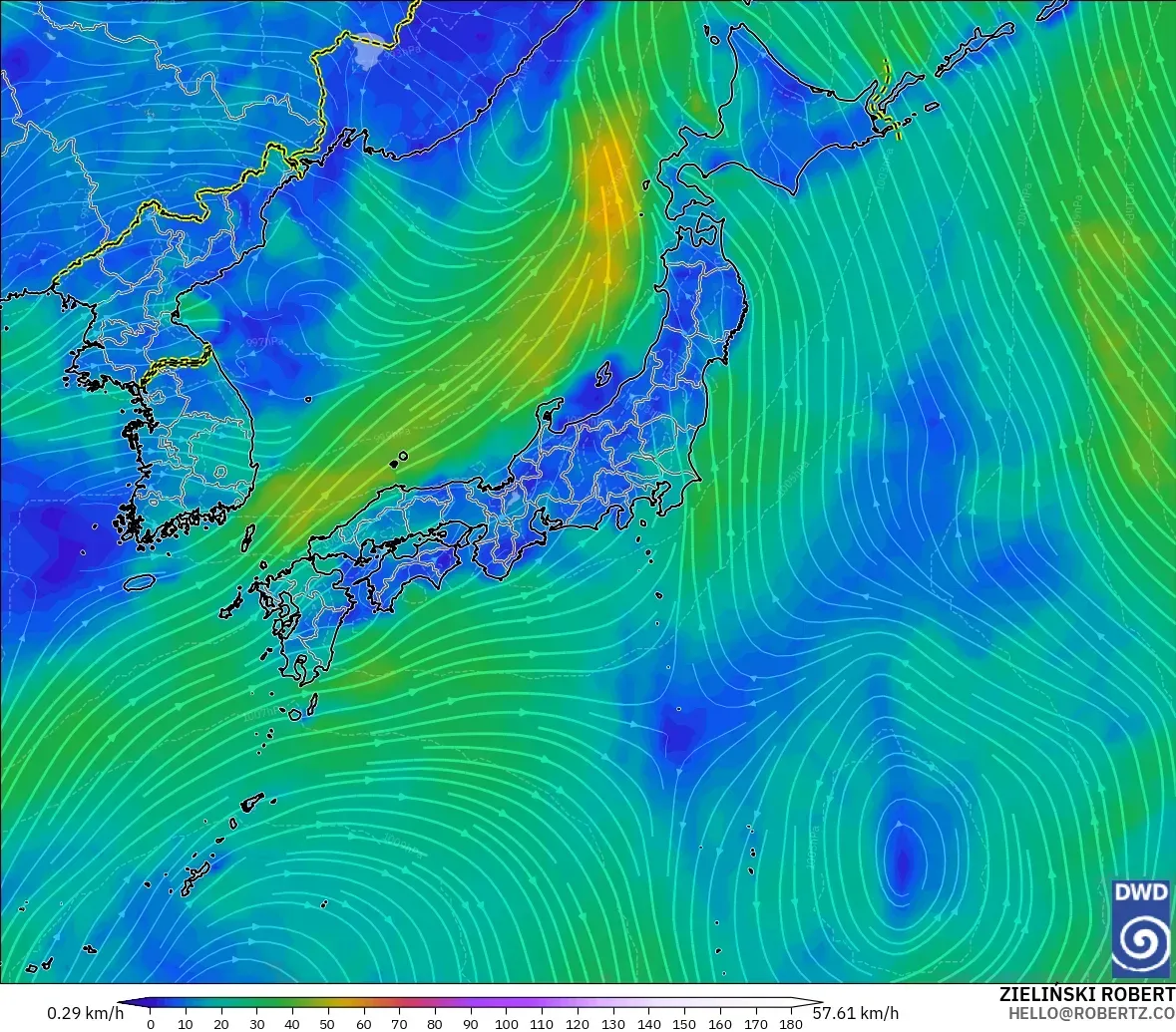 ICON モデル - 日本, 風速（10m）