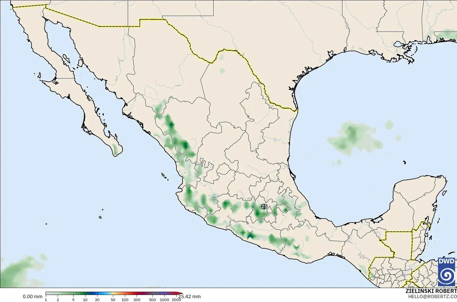 ICON モデル - メキシコ, 降水量の合計