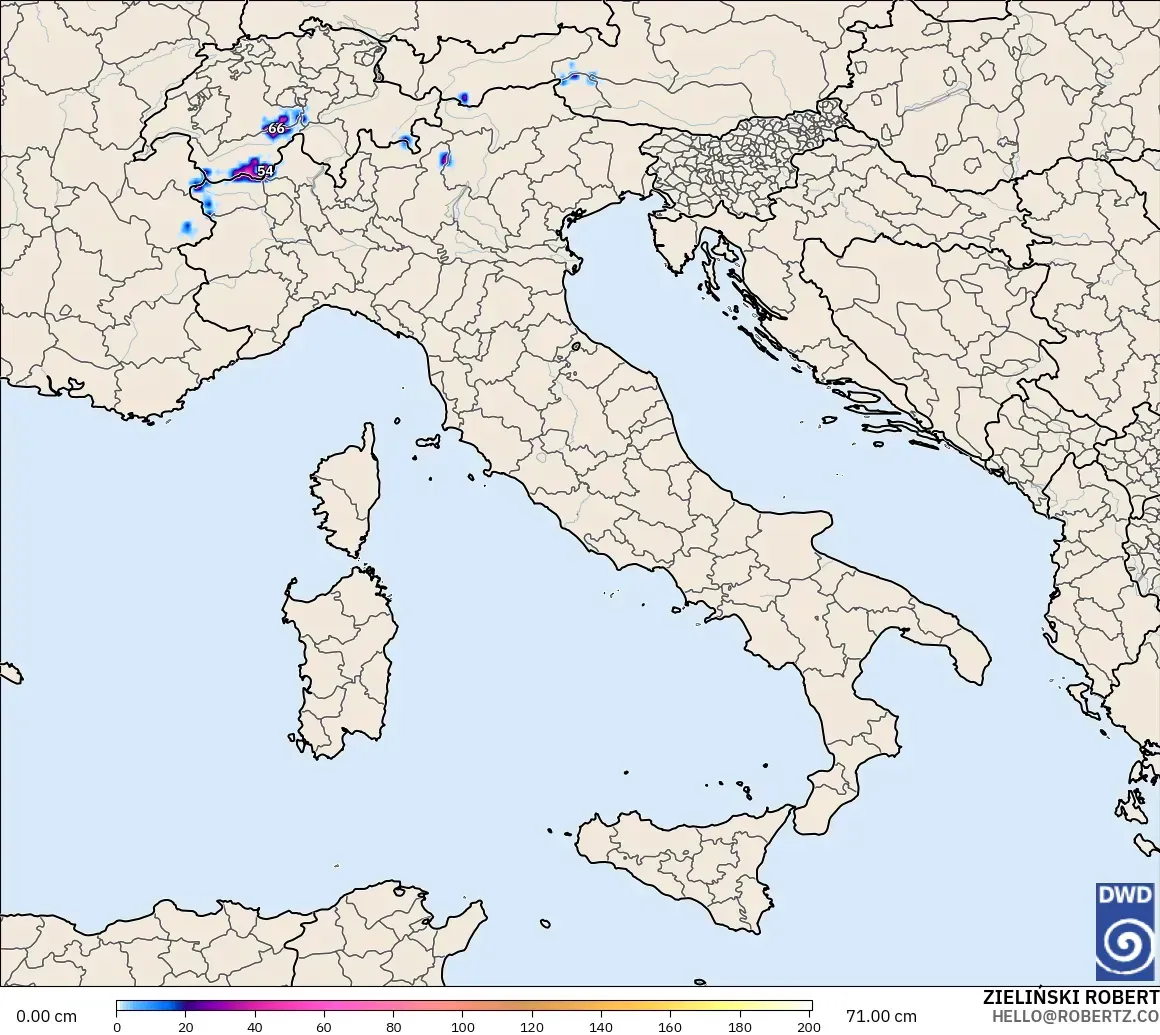 ICON モデル - イタリア, 積雪深