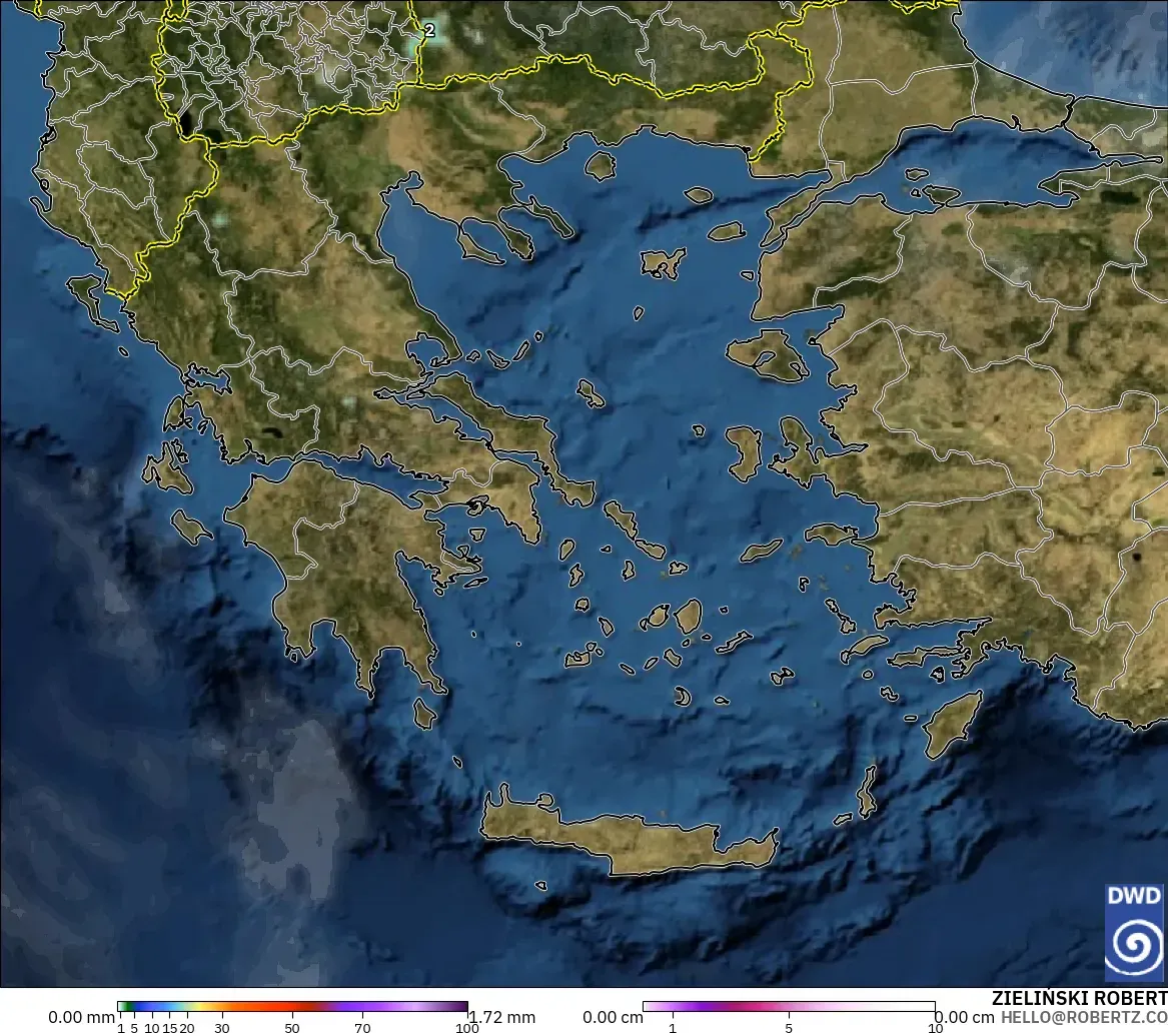 ICON モデル - ギリシャ, 降水量、雲、気圧