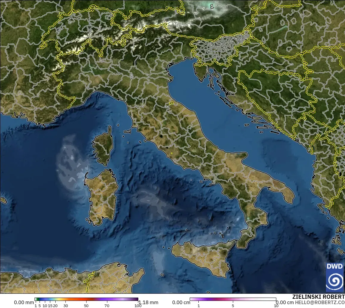 ICON モデル - イタリア, 降水量、雲、気圧