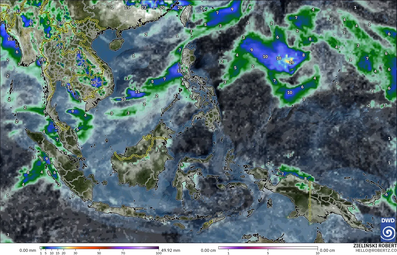 ICON モデル - 東南アジア, 降水量、雲、気圧
