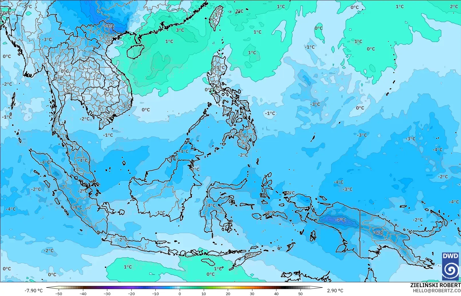 ICON モデル - 東南アジア, 気温（500hPa）