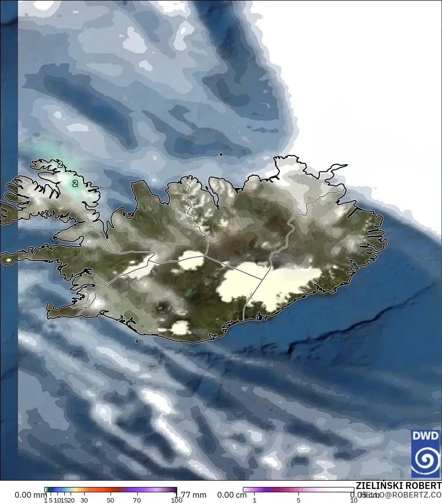 ICON モデル - アイスランド, 降水量、雲、気圧