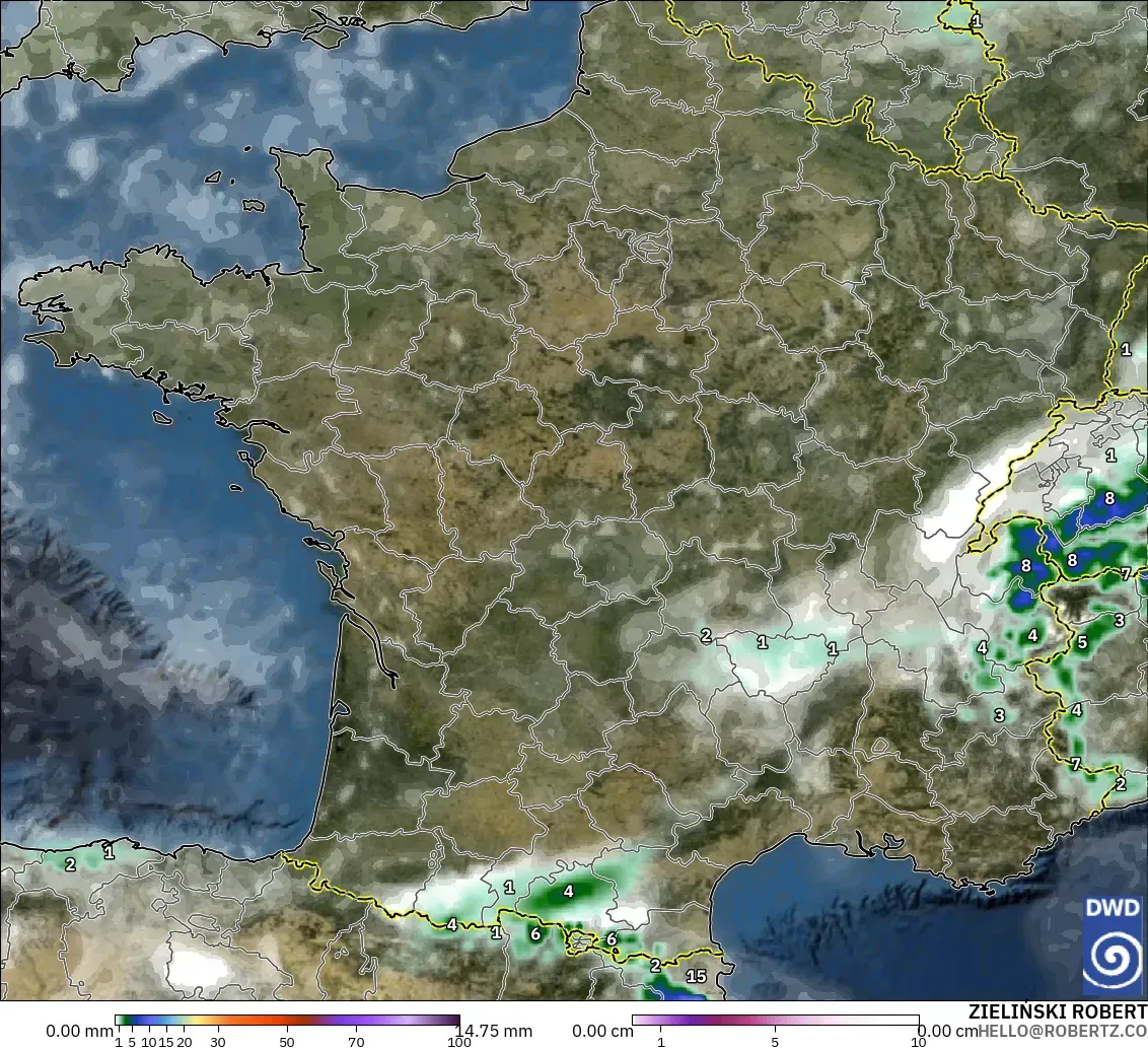 ICON モデル - フランス, 降水量、雲、気圧