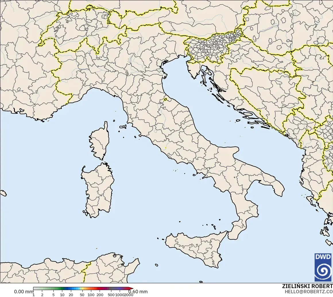 ICON モデル - イタリア, 降水量の合計