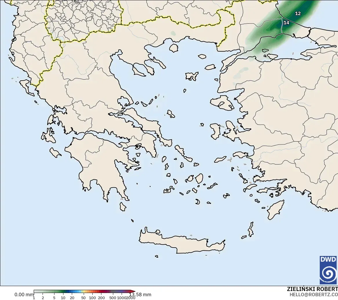 ICON モデル - ギリシャ, 降水量の合計