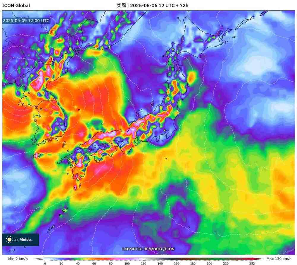 突風｜2025年5月9日(金) 午後9時UTC