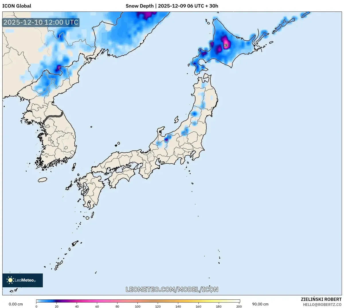 2025-12-09 日本で積雪深さが30 cm以上に急上昇　雨・雪と時速90 km/hの風伴う