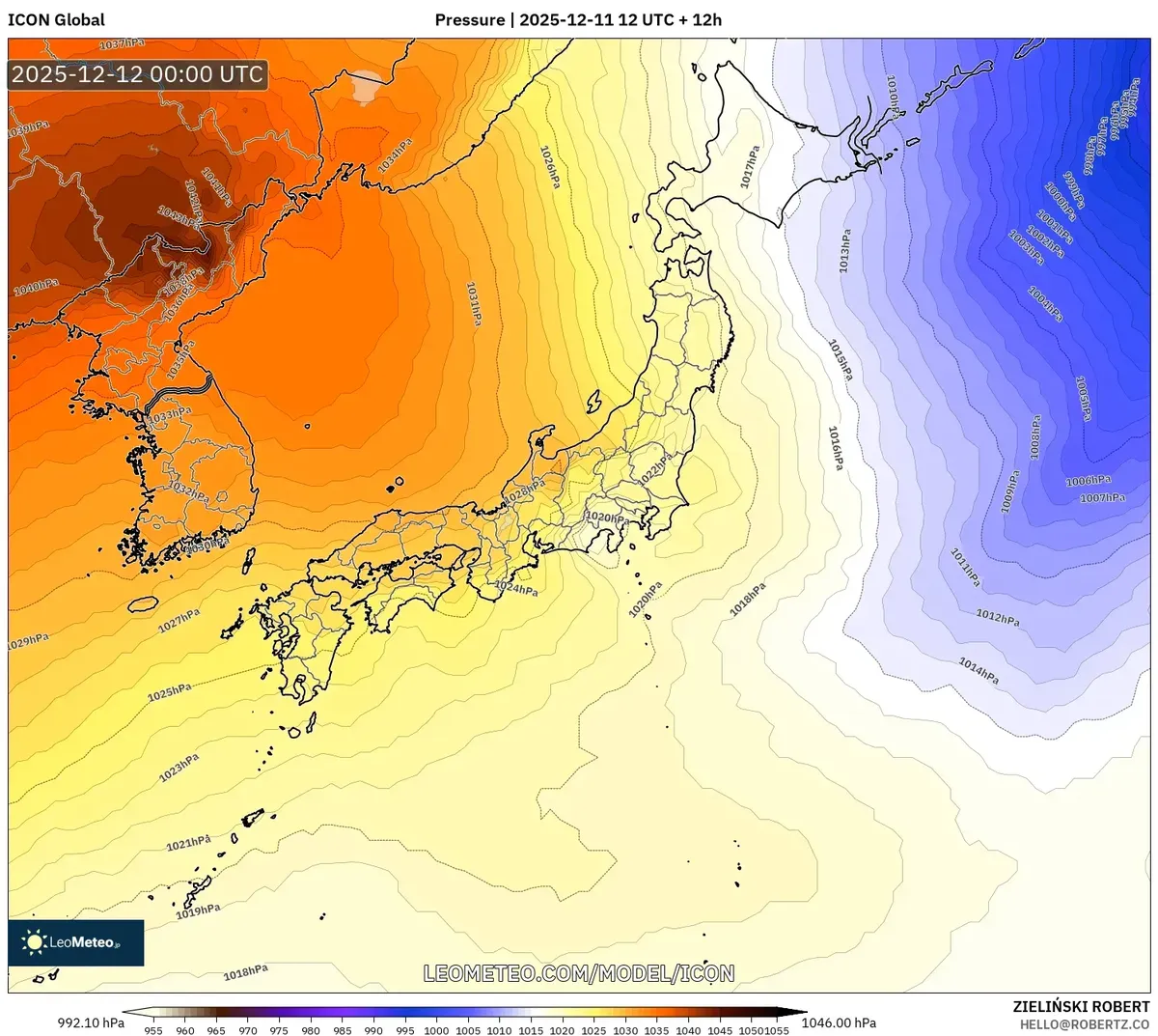 日本を横切る寒冷前線　–　雪、強風と気温の低下　|　2025年12月11日　天気予報