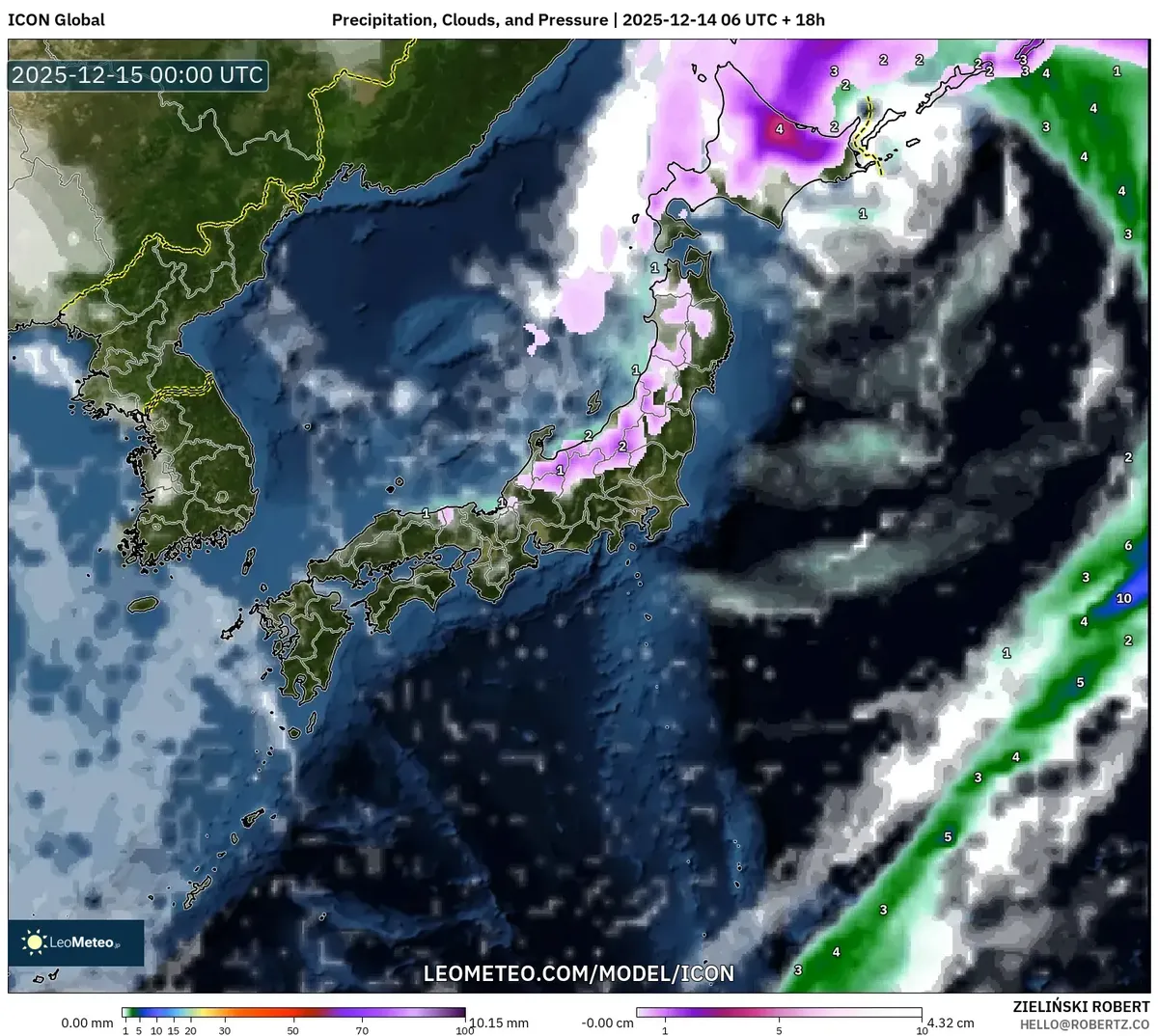 2025-12-14 Japan Weather Map: Snowy Hokka