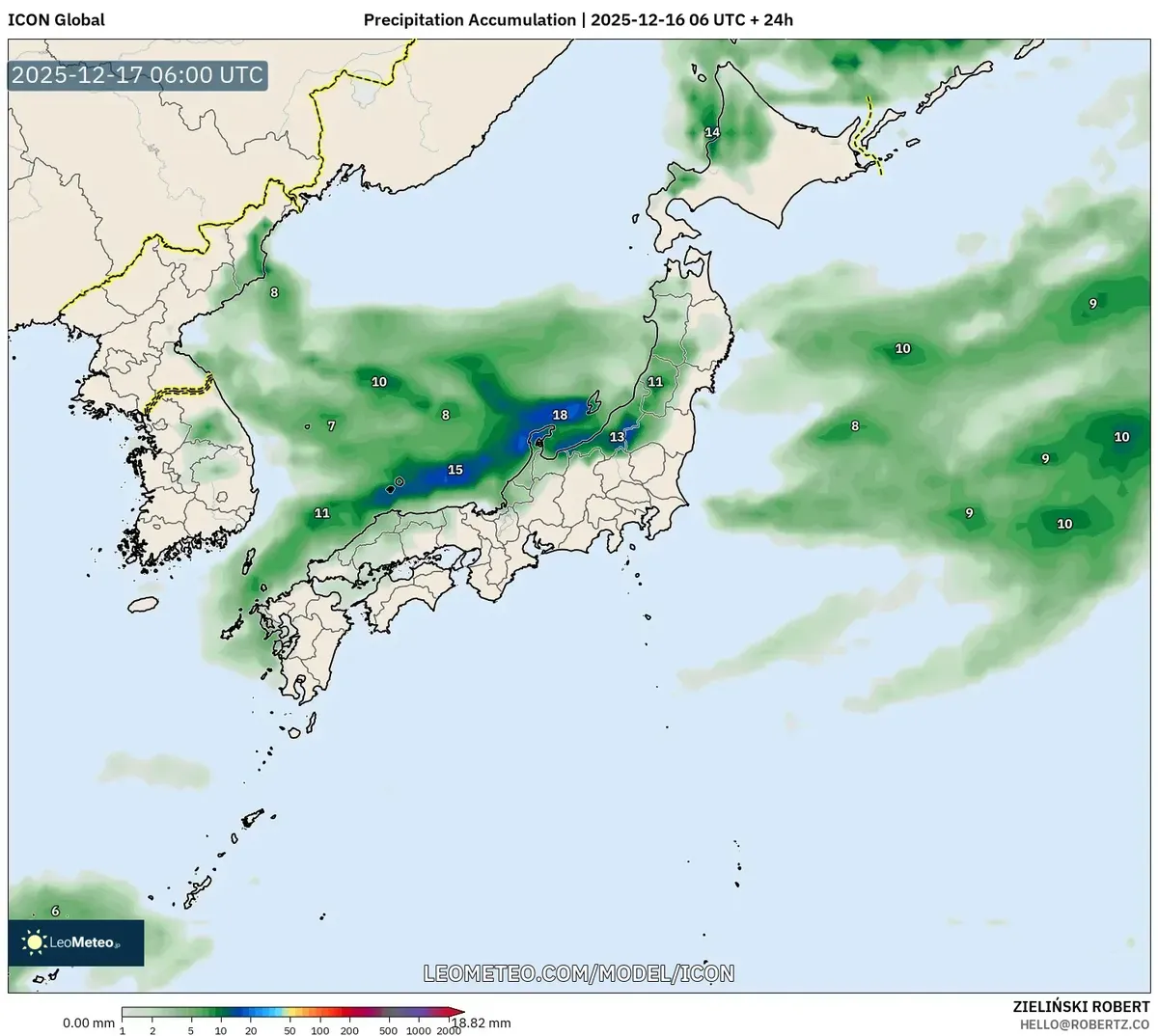 2025-12-16 日本の激しい雨予報 – 最大雨量累積マップ&天気警報