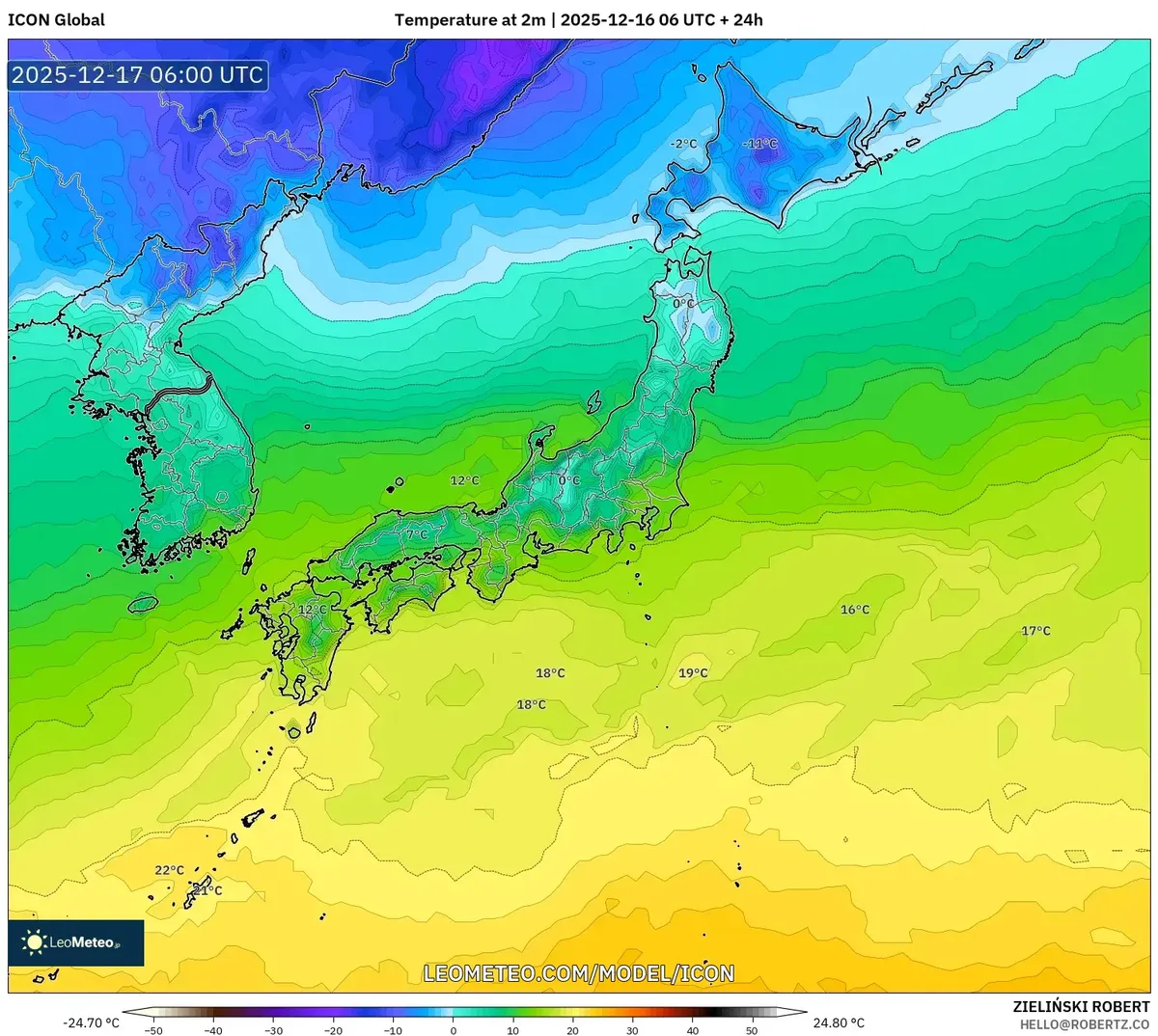 2025年12月16日 日本の天気予報:最高気温マップと豪雨警戒