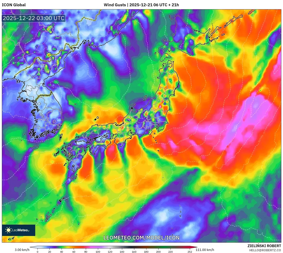 2025年12月21日 日本激風&大雨気象マップ –