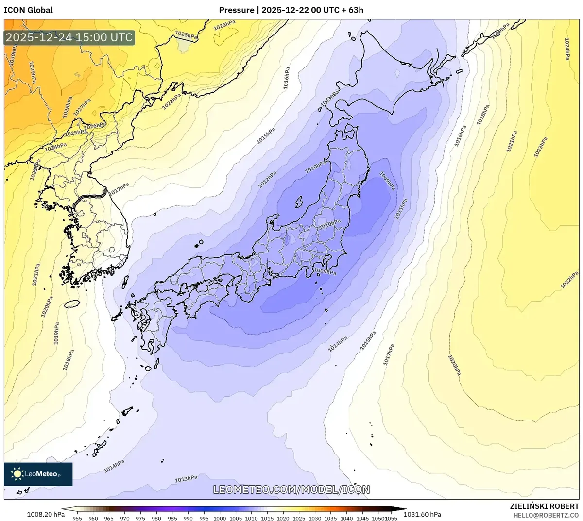 12月25日、2025年の天気予報マップ