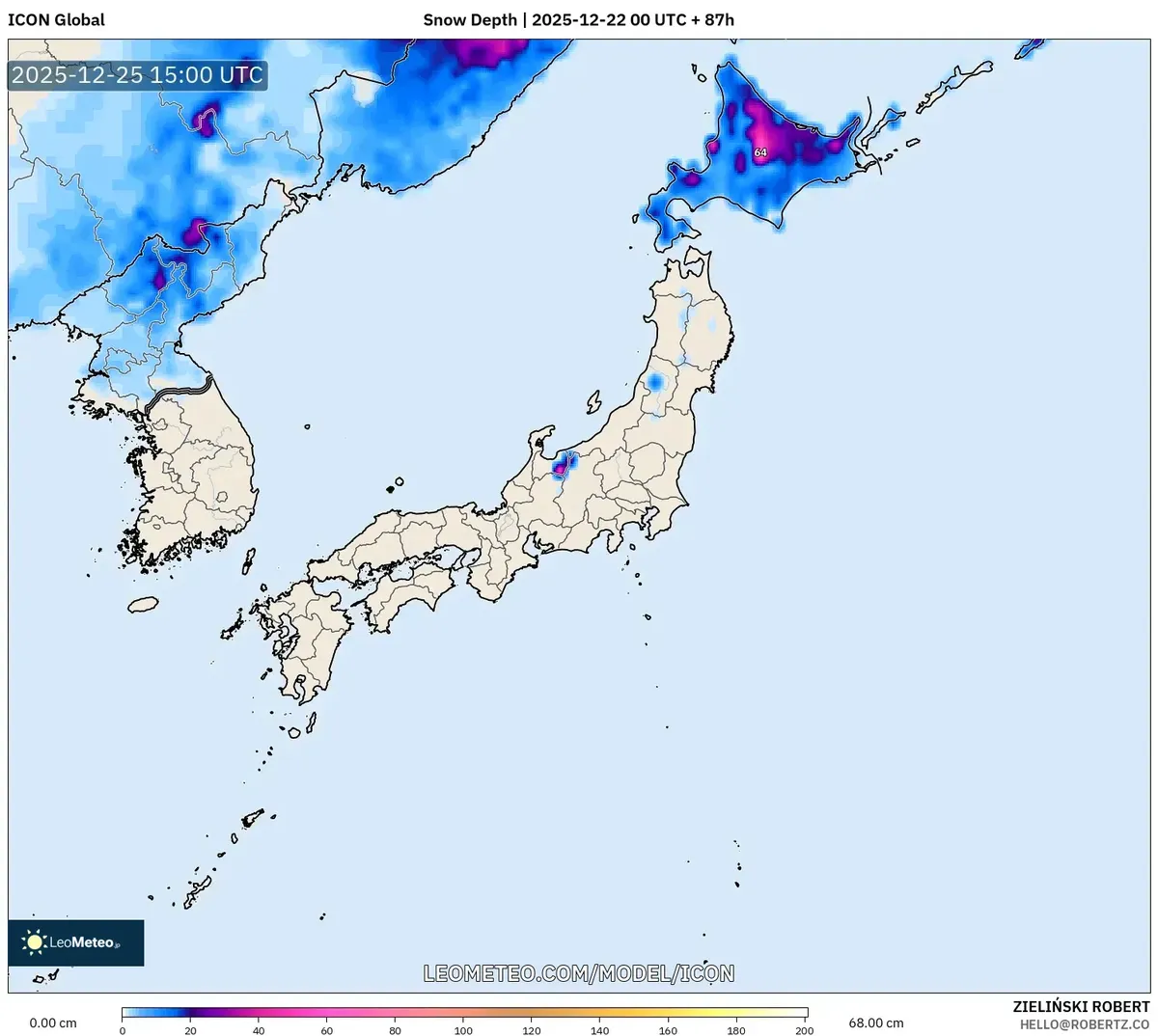 クリスマス日本の積雪予報&突風モデル– 2025-12-22 天気予報