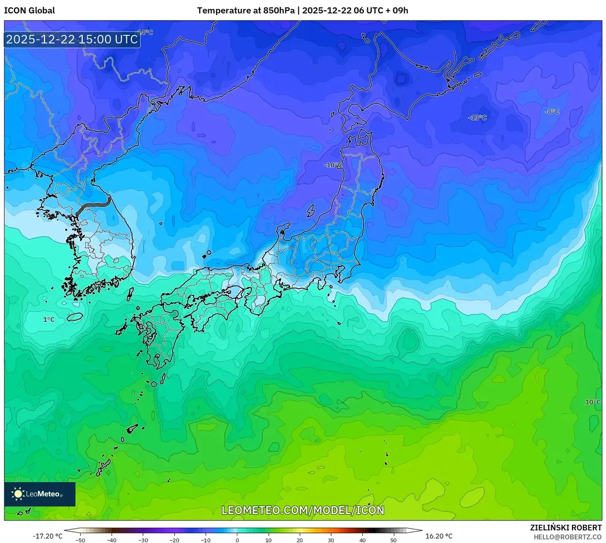 2025-12-22 日本の気温予報 – 冷たい北、穏やかな南の天候概要