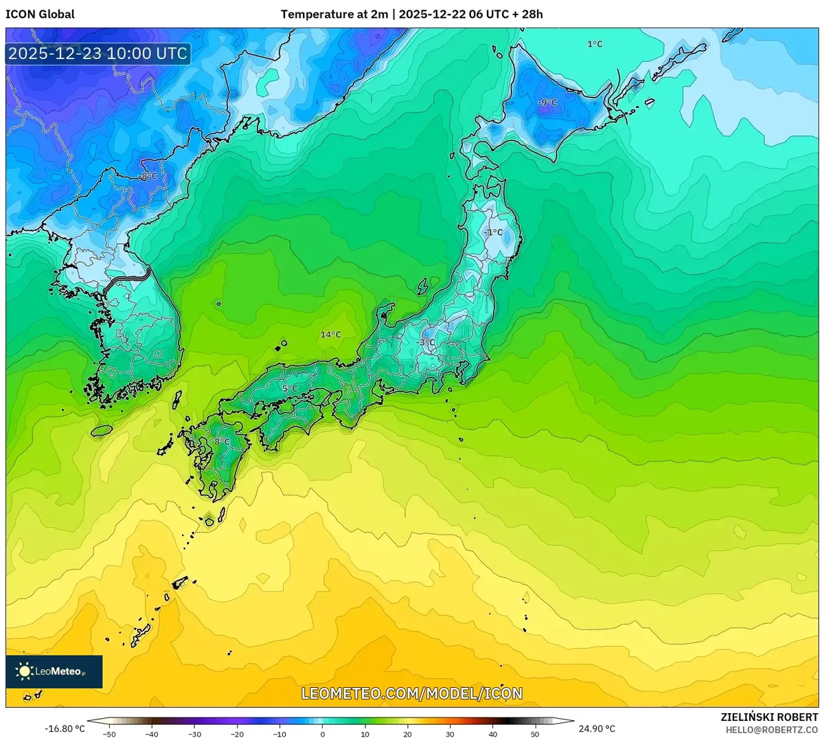 2025-12-22 日本の気温予報 – 冷たい北、穏やかな南の天候概要