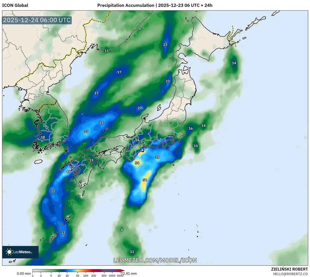 重量降雨蓄積予報 2025-12-23
