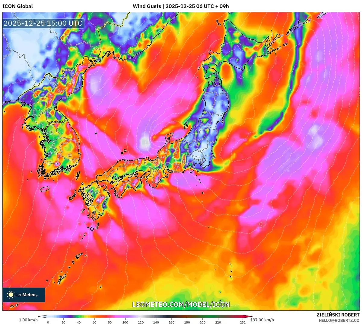 2025-12-25 日本の風速予報：130 km/h の嵐 &