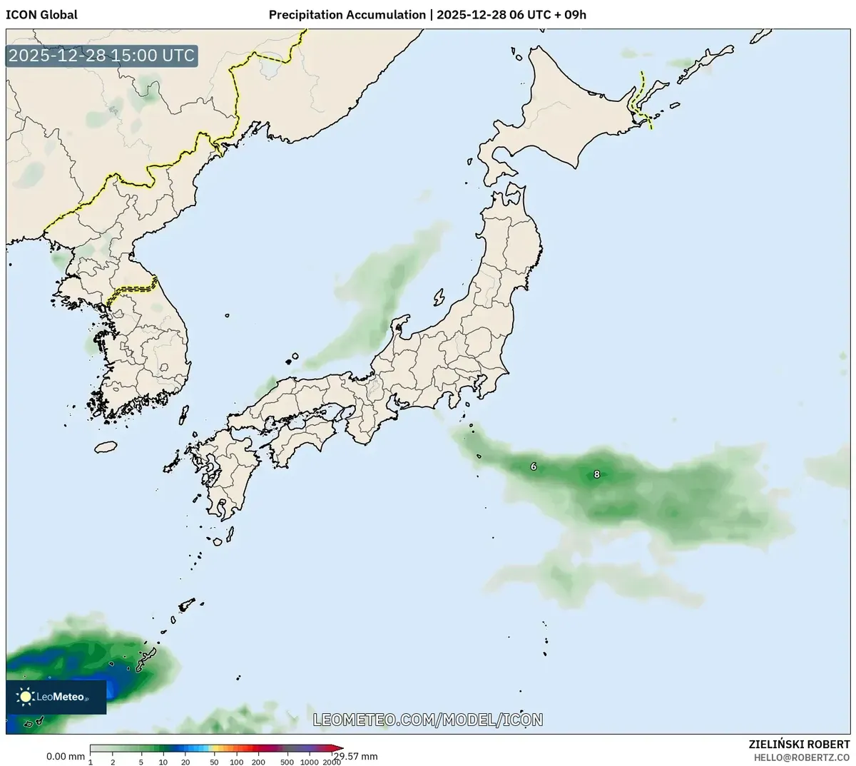 12月29日、2025年、日本全土で降水量がピークに達する。