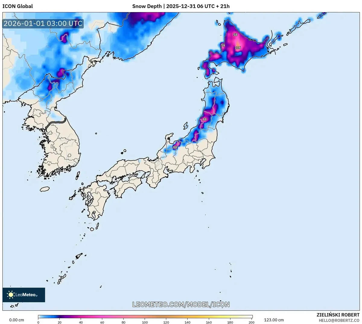 Snow Depth Piling in Sapporo on Jan 1, 2026