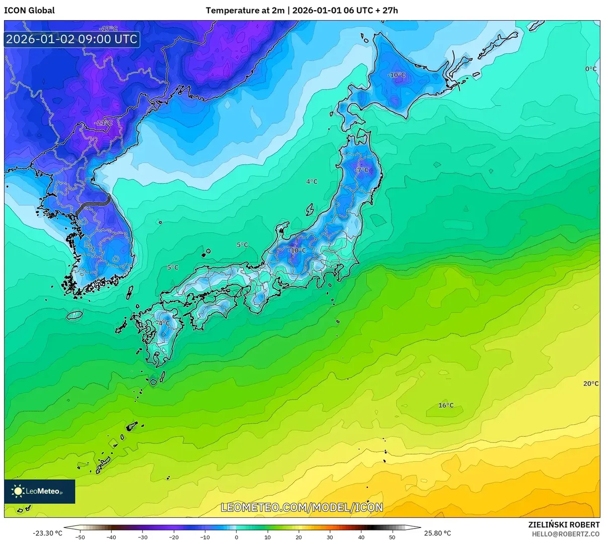 1月2日、日本各地で低温になる可能性