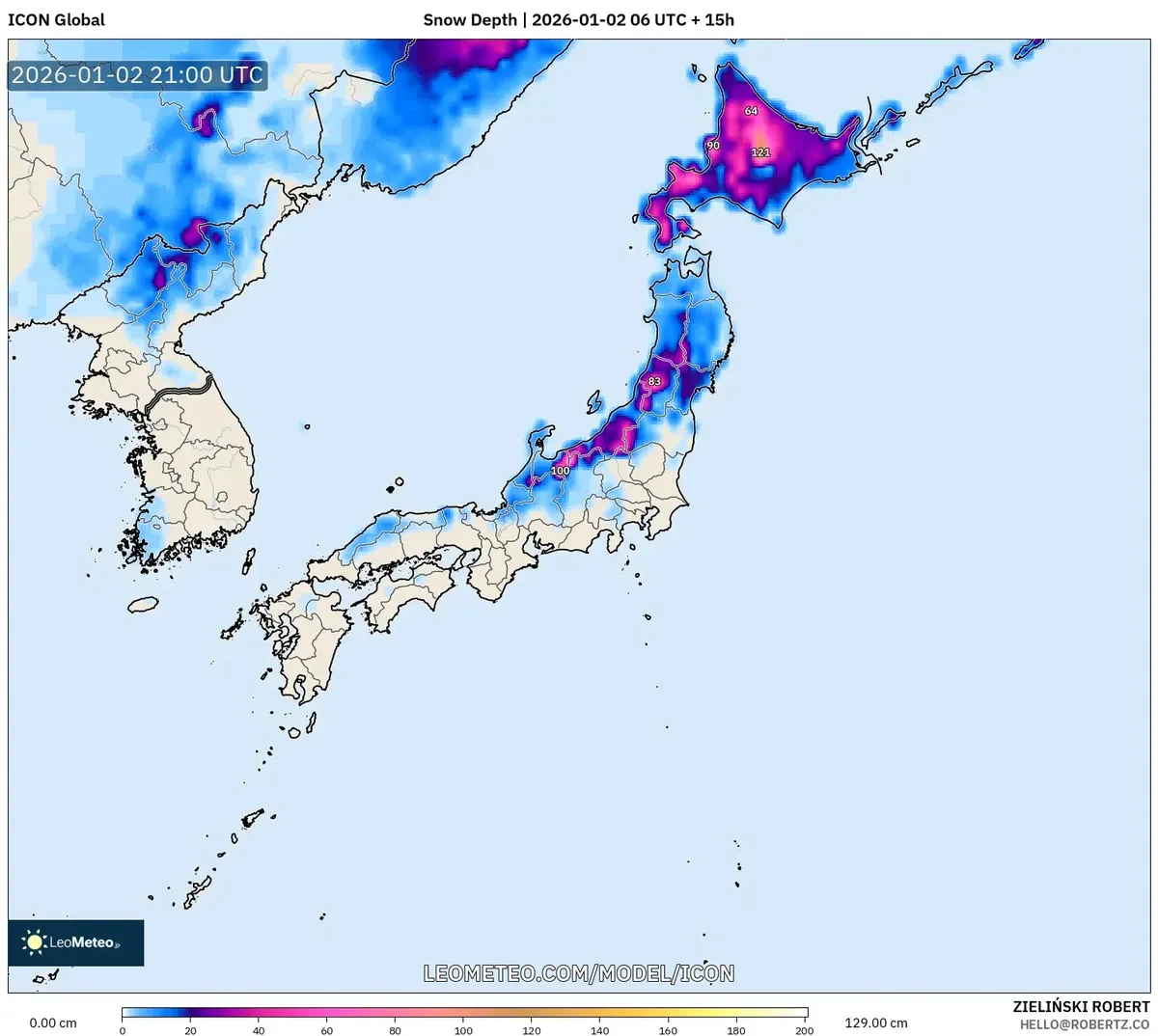 北海道と東北地方で積雪が深まる(1月3日)