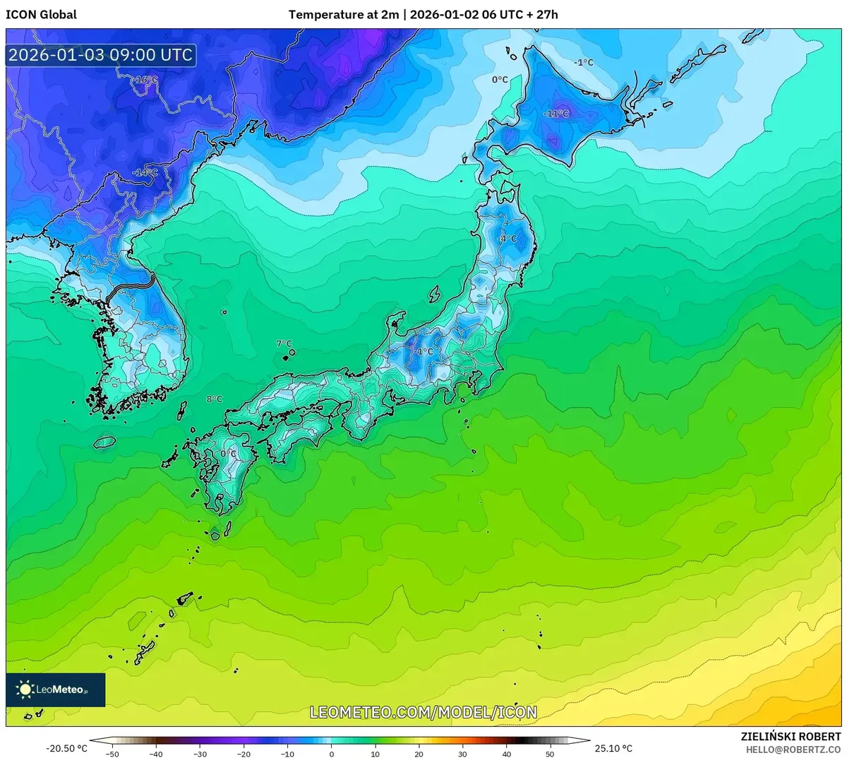 1月3日の日本における気温の異常